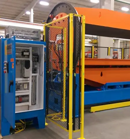 Automated bundle turnover machine with safety guard and control cabinet in factory