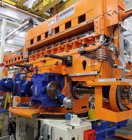 Heavy-duty metal shearing machine with motor and drive components in production line